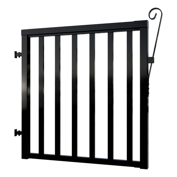 Peak Aluminum Railing 42 in. x 40 in. Black Aluminum Deck Railing Wide Picket Gate