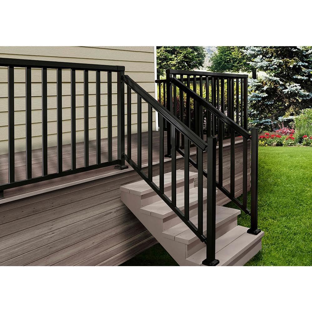 Peak Aluminum Railing 4 ft. Black Aluminum Deck Railing Wide Picket and Spacer Kit for 42 in. high system