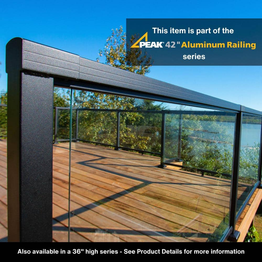 Peak Aluminum Railing 42 in. H x 42 in. W Aluminum Deck Railing Tempered Clear Glass Panel