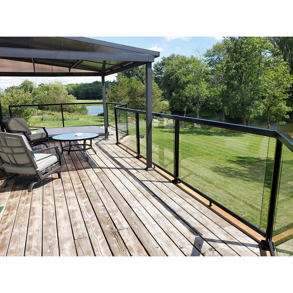 Peak Aluminum Railing 42 in. H x 42 in. W Aluminum Deck Railing Tempered Clear Glass Panel