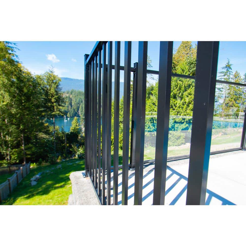 PEAK AquatinePLUS 2 in. x 3 in. x 5 in. Black Aluminum Pool Fence Picket Bracket Kit
