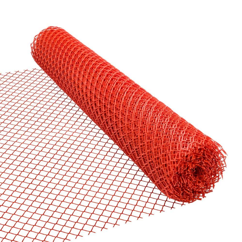 PEAK 50 ft. L x 48 in. H PVC Vinyl Safety Fence in Orange with 1-1/2 in. x 1-1/2 in. Mesh Size Garden Fence