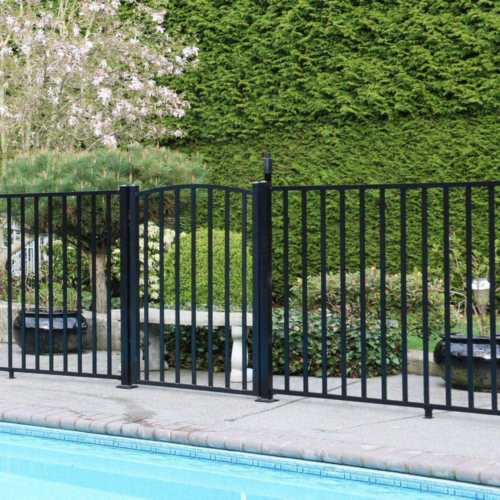 PEAK Aquatine 1/2 in. x 72 in. x 4 ft. Black Aluminum Pool Fence Rail and Picket Kit