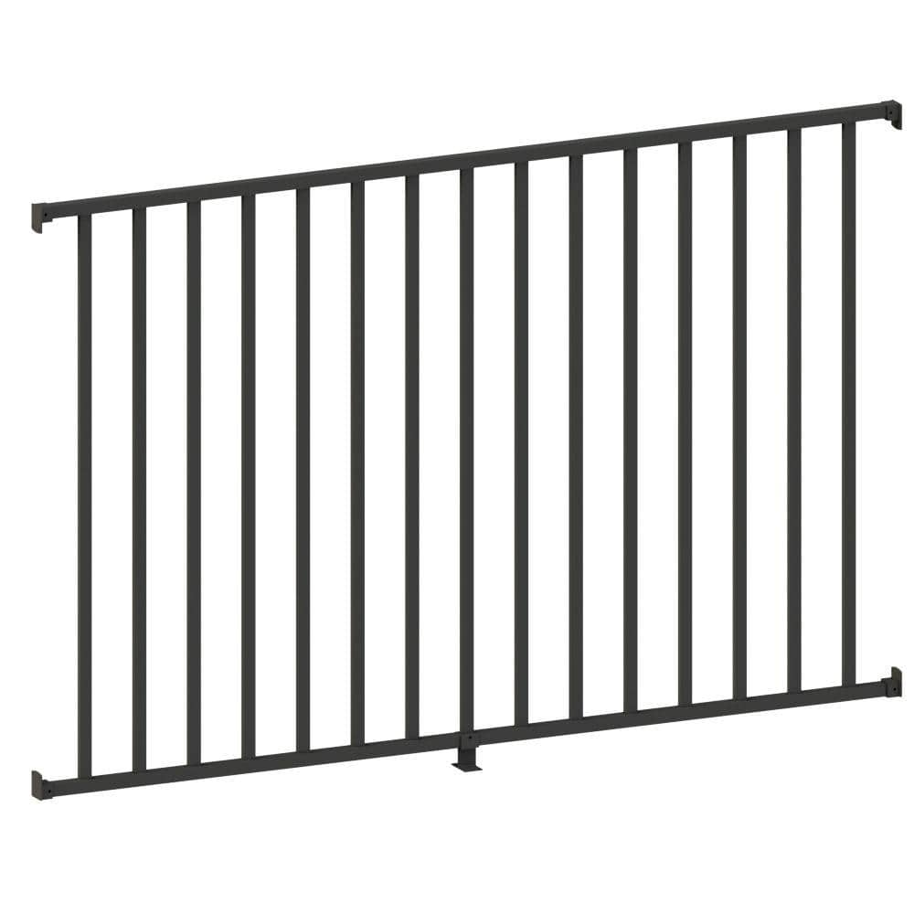 PEAK Aquatine 1/2 in. x 72 in. x 4 ft. Black Aluminum Pool Fence Rail and Picket Kit