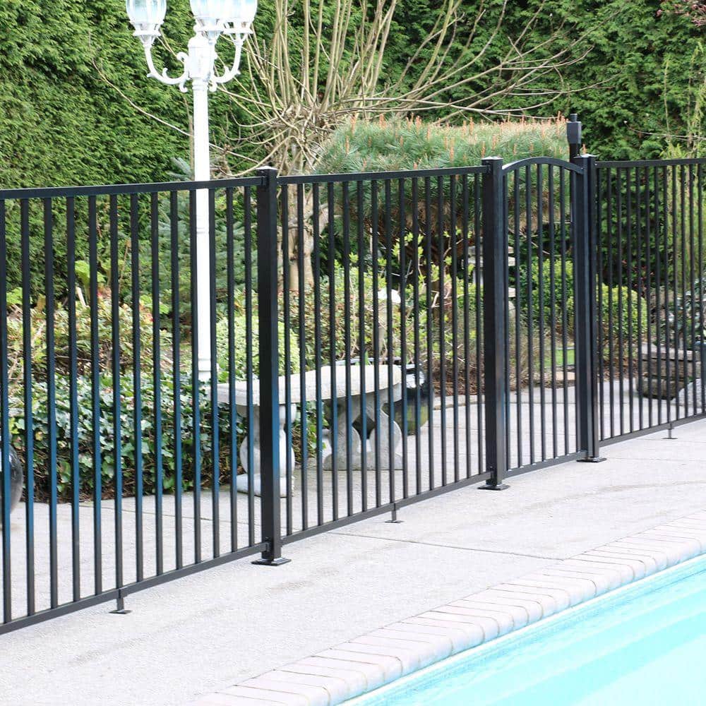 PEAK Aquatine 1/2 in. x 72 in. x 4 ft. Black Aluminum Pool Fence Rail and Picket Kit