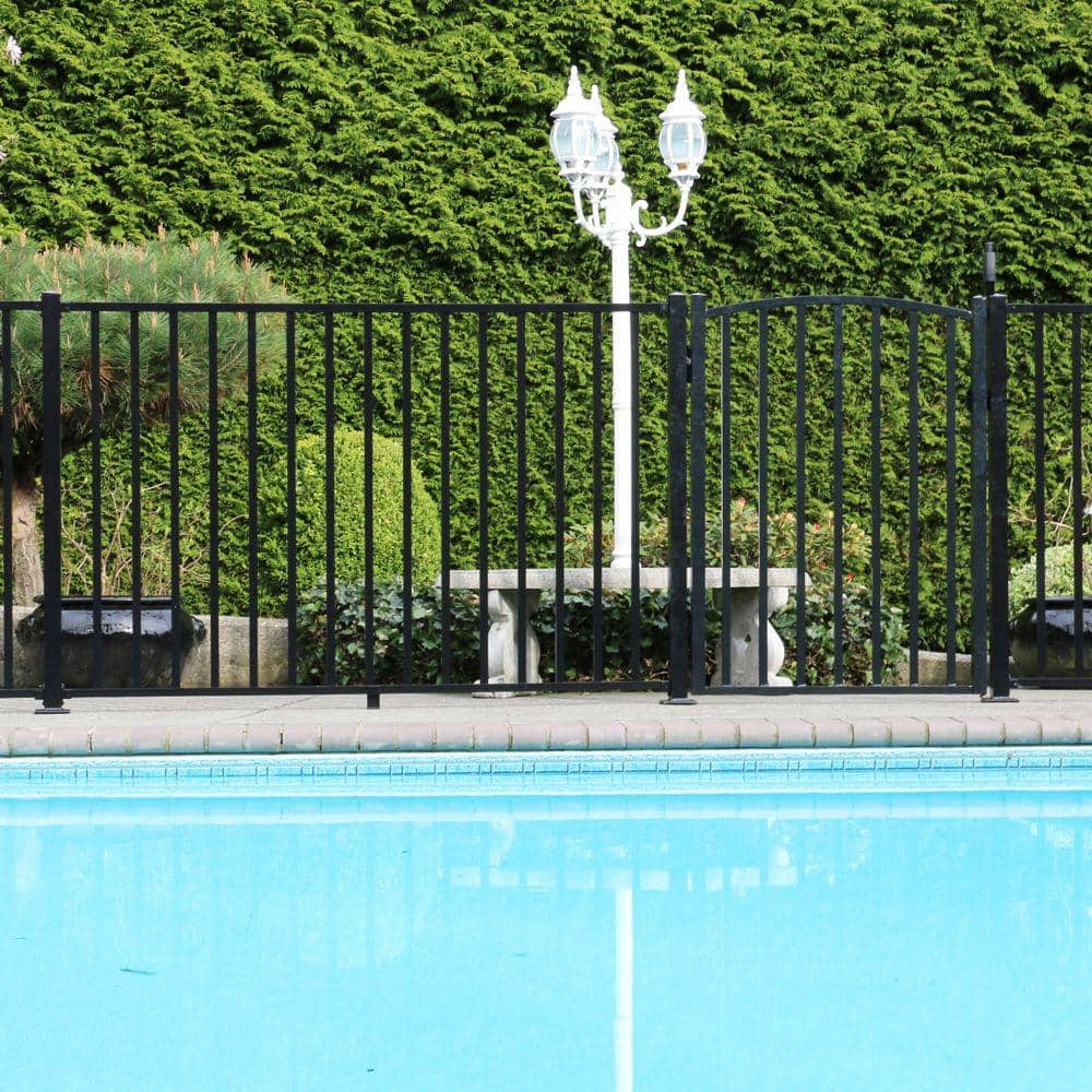 PEAK Aquatine 1/2 in. x 72 in. x 4 ft. Black Aluminum Pool Fence Rail and Picket Kit