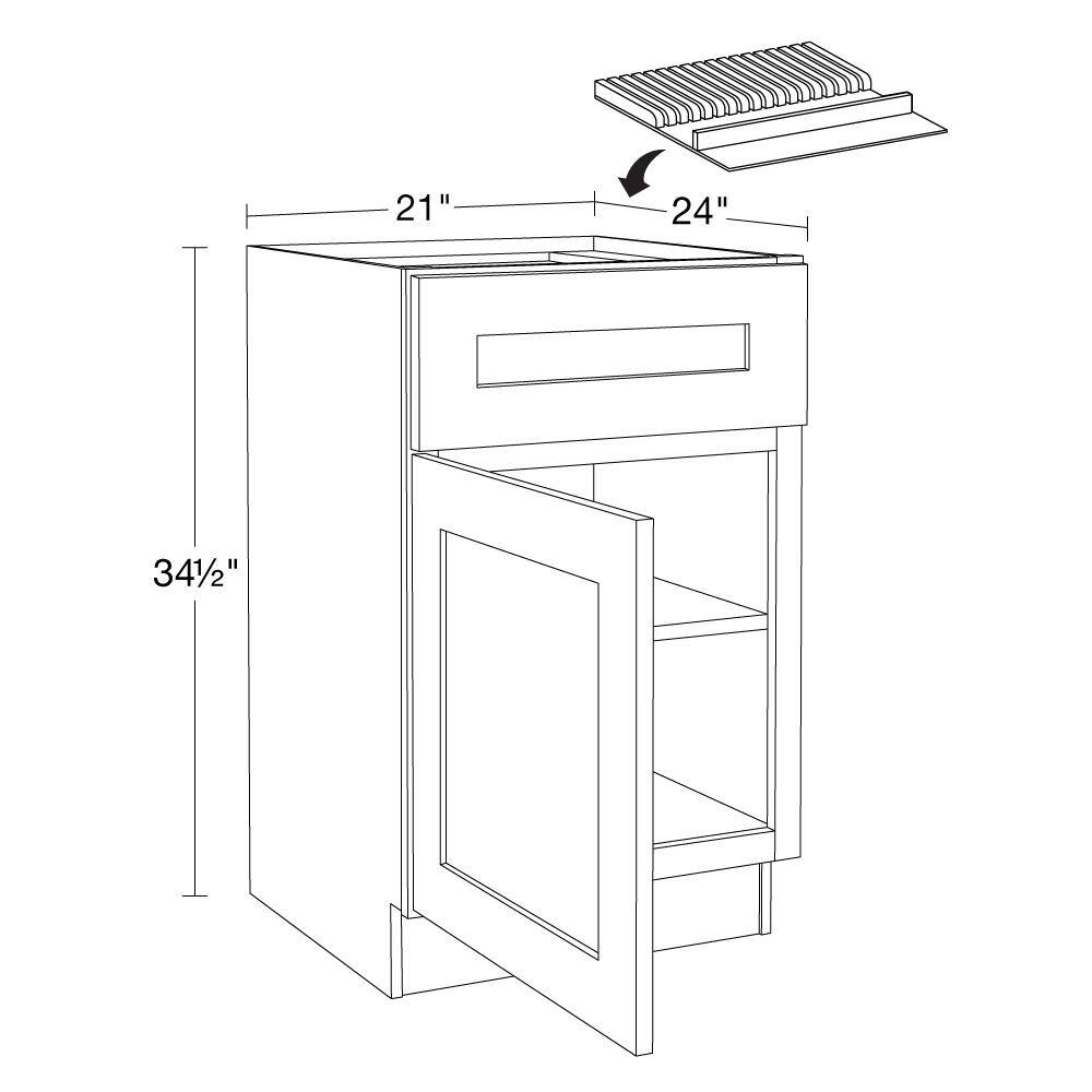 Newport 21 in. W x 24 in. D x 34.5 in. H Assembled Plywood Base Kitchen Cabinet in Pearl Gray with Knife Block LH