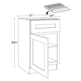 Newport 21 in. W x 24 in. D x 34.5 in. H Assembled Plywood Base Kitchen Cabinet in Pearl Gray with Knife Block LH