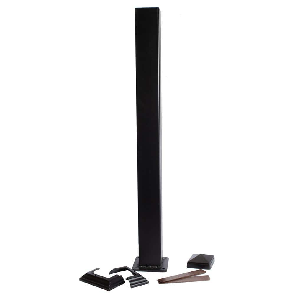 Pegatha Contemporary 1-7/8 in. x 1-7/8 in. x 43 in. Powder Coated Aluminum Welded Post Kit - Charcoal Gray Fine Texture