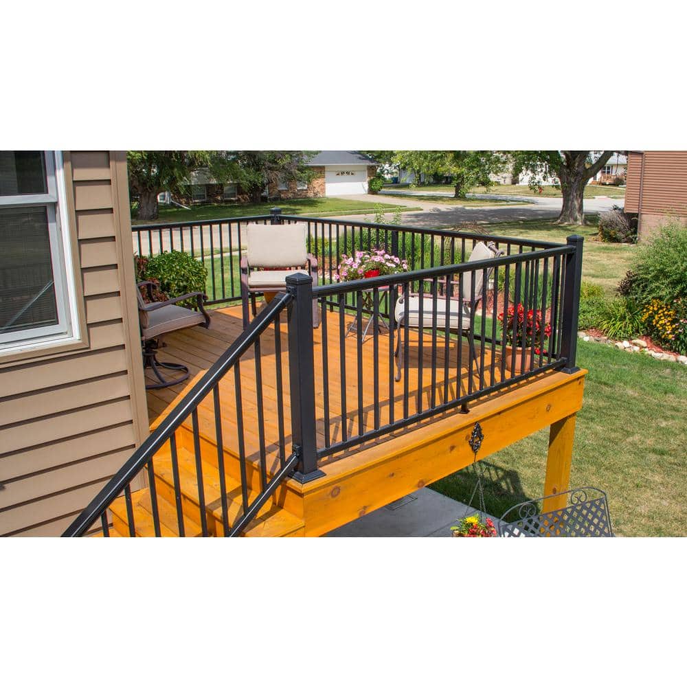 Pegatha Plus 4 ft. x 36 in. Charcoal Gray Fine Textured Aluminum Stair Rail Kit