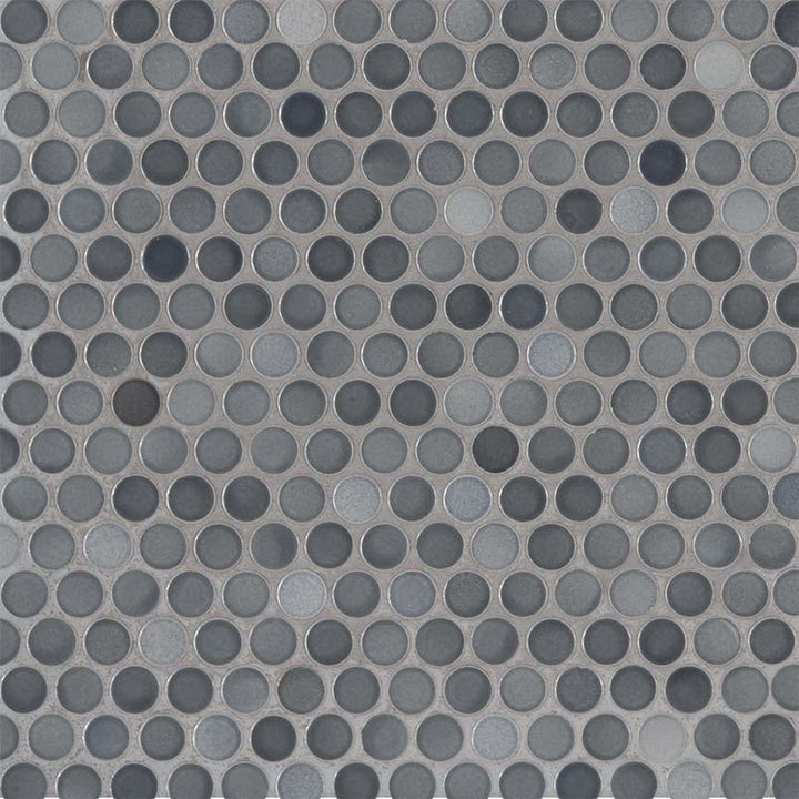 MSI Penny Round Grigio Mix 12.2 in. x 11.3 in. x 6 mm Glossy Ceramic Mesh-Mounted Mosaic Tile (14.36 sq. ft. / Case)