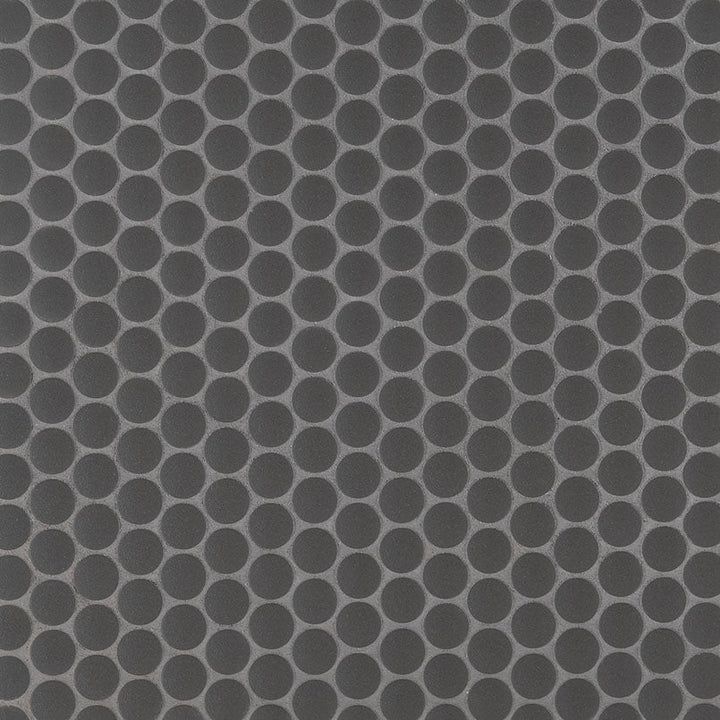 MSI Penny Round Nero 12.32 in. x 11.38 in. x 6mm Matte Porcelain Mesh-Mounted Mosaic Tile (14.4 sq. ft./case)