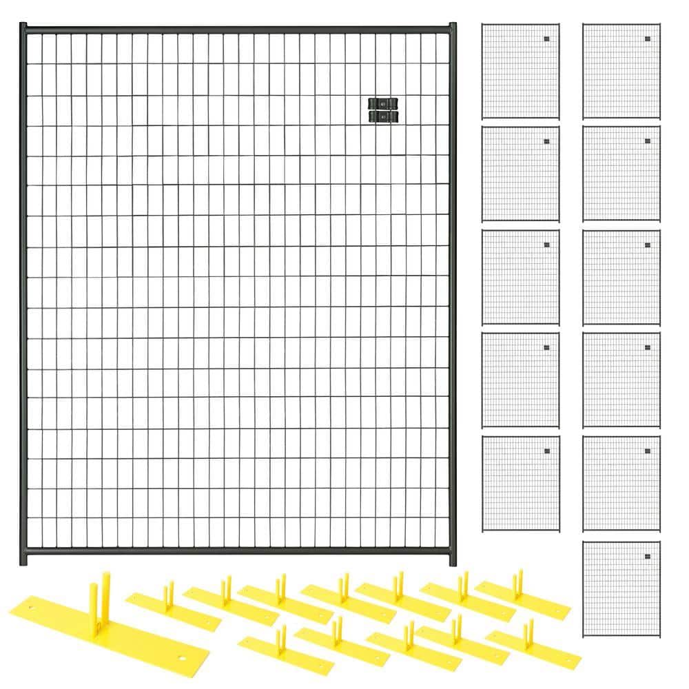 Perimeter Patrol 6 ft. x 60 ft. 12-Panel Black Powder-Coated Steel Welded Wire Temporary Fencing