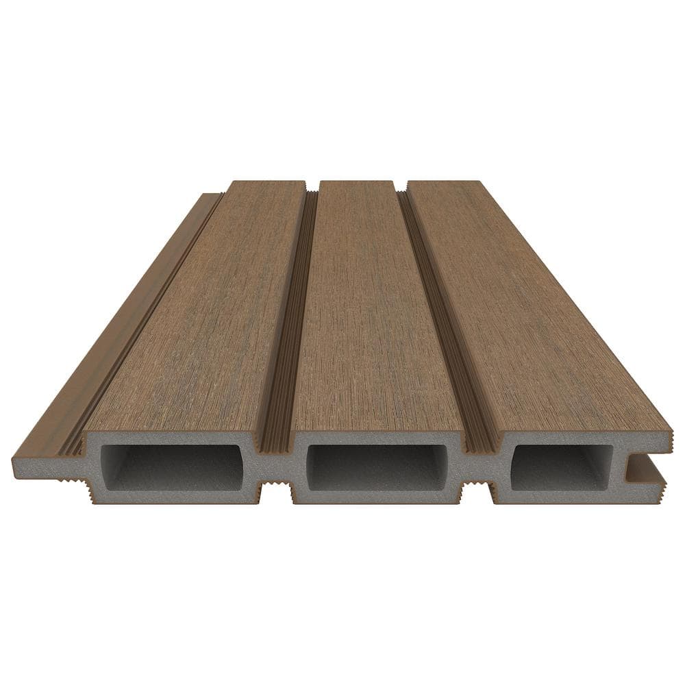 NewTechWood UltraEasy Fencing 6 ft. H x 6 ft. W Peruvian Teak Wood Plastic Composite Horizontal Fence Section with Black Frame