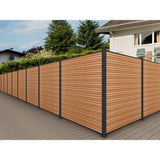 NewTechWood UltraEasy Fencing 6 ft. H x 6 ft. W Peruvian Teak Wood Plastic Composite Horizontal Fence Section with Black Frame