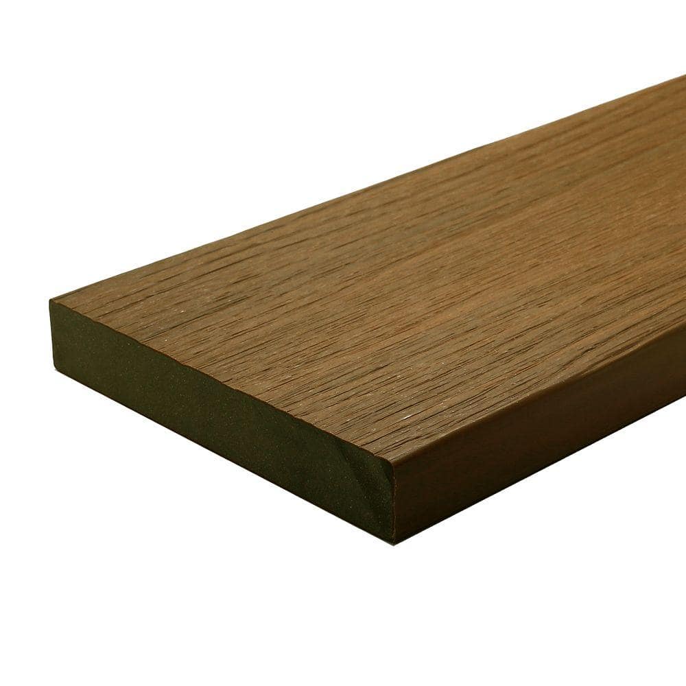 NewTechWood UltraShield Naturale Cortes Series 1 in. x 6 in. x 1 ft. Peruvian Teak Solid Composite Decking Board Sample