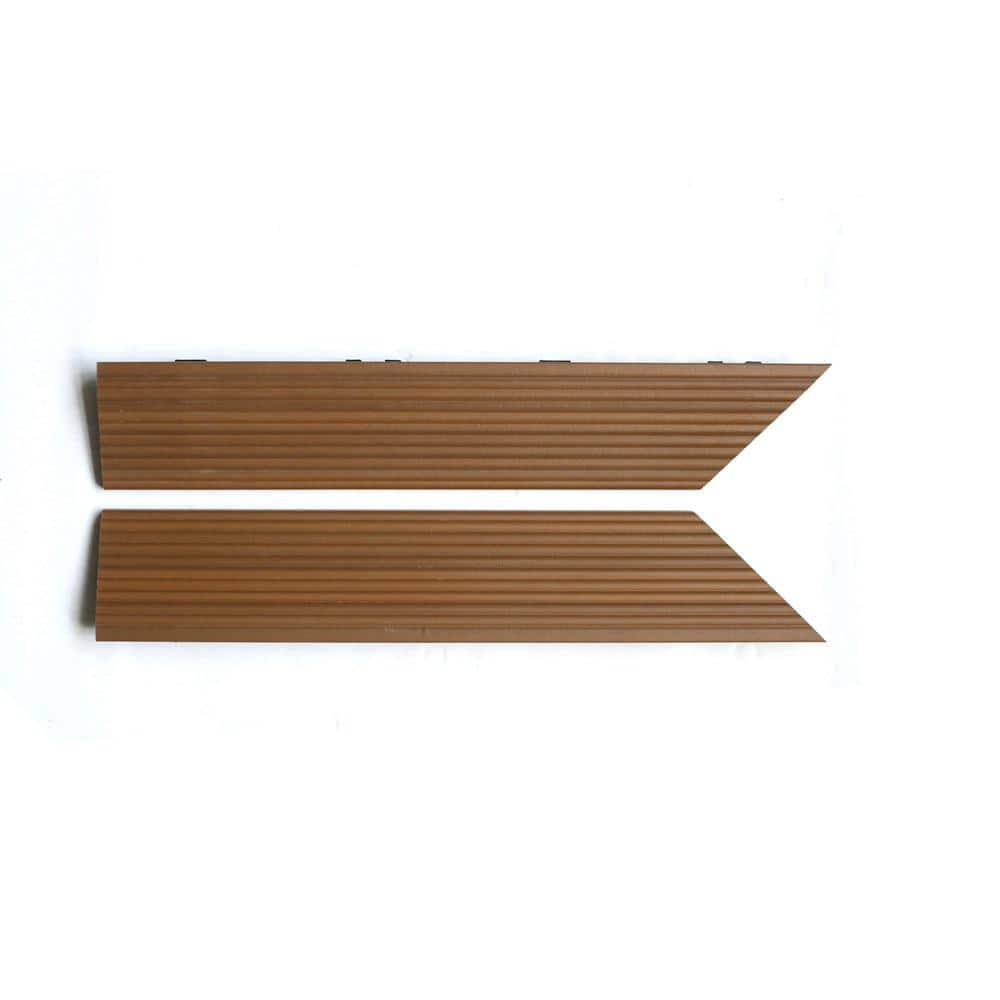 NewTechWood 1/6 ft. x 1 ft. Quick Deck Composite Deck Tile Inside Corner Fascia in Peruvian Teak (2-Pieces/Box)