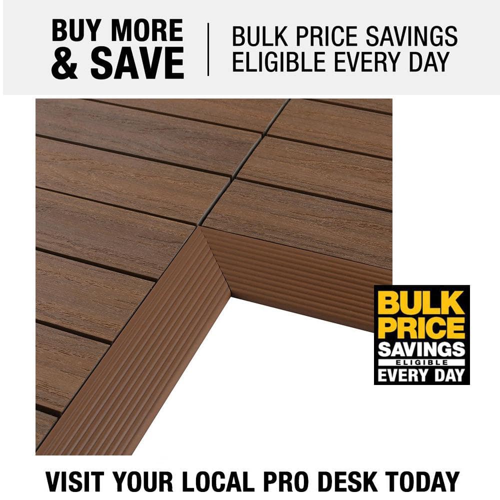 NewTechWood 1/6 ft. x 1 ft. Quick Deck Composite Deck Tile Inside Corner Fascia in Peruvian Teak (2-Pieces/Box)