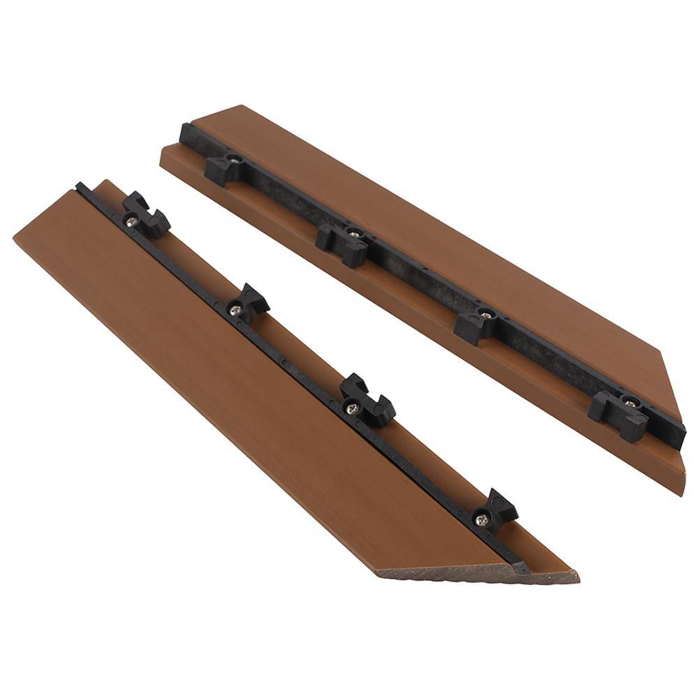 NewTechWood 1/6 ft. x 1 ft. Quick Deck Composite Deck Tile Inside Corner Fascia in Peruvian Teak (2-Pieces/Box)