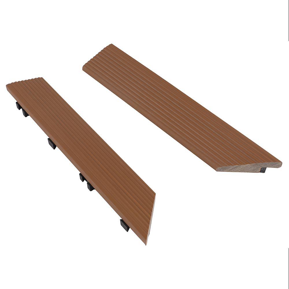 NewTechWood 1/6 ft. x 1 ft. Quick Deck Composite Deck Tile Inside Corner Fascia in Peruvian Teak (2-Pieces/Box)