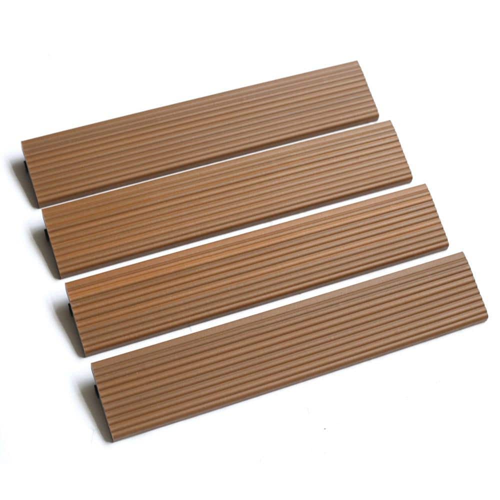 NewTechWood 1/6 ft. x 1 ft. Quick Deck Composite Deck Tile Straight Fascia in Peruvian Teak (4-Pieces/Box)