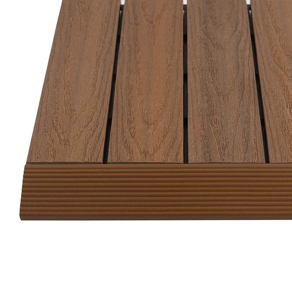 NewTechWood 1/6 ft. x 1 ft. Quick Deck Composite Deck Tile Straight Fascia in Peruvian Teak (4-Pieces/Box)