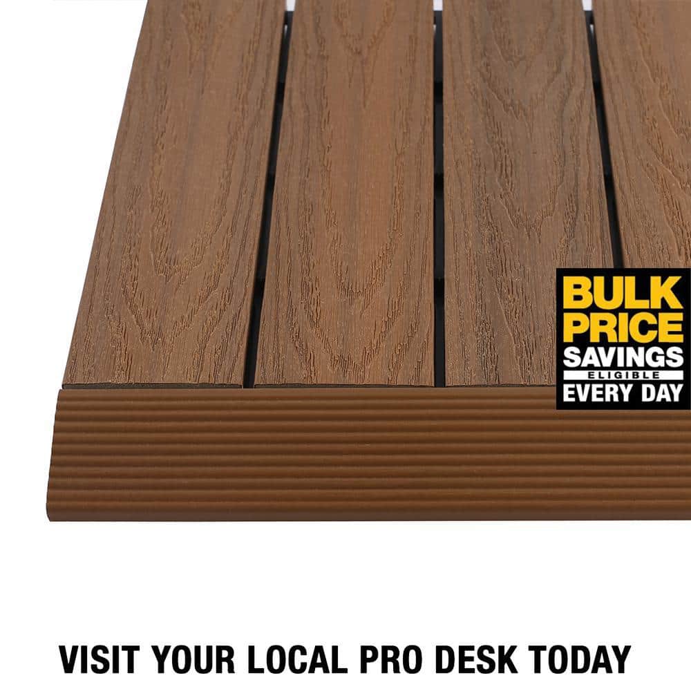 NewTechWood 1/6 ft. x 1 ft. Quick Deck Composite Deck Tile Straight Fascia in Peruvian Teak (4-Pieces/Box)