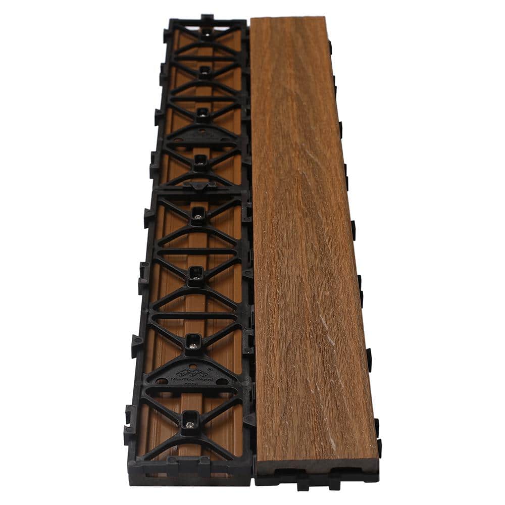 NewTechWood UltraShield Naturale 3 in. x 2 ft. Quick Composite Single Slat Deck Tile in Peruvian Teak (4-Pieces per Box)