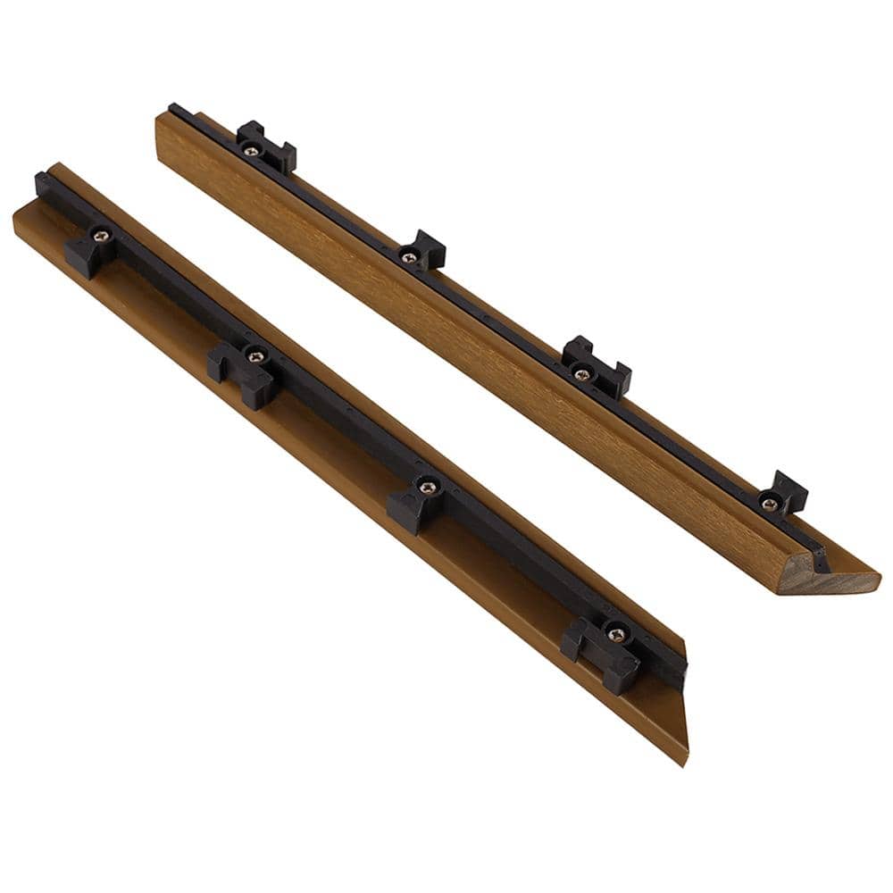 NewTechWood 1/12 ft. x 1 ft. Quick Deck Composite Deck Tile Inside Corner Trim in Peruvian Teak (2-Pieces/Box)