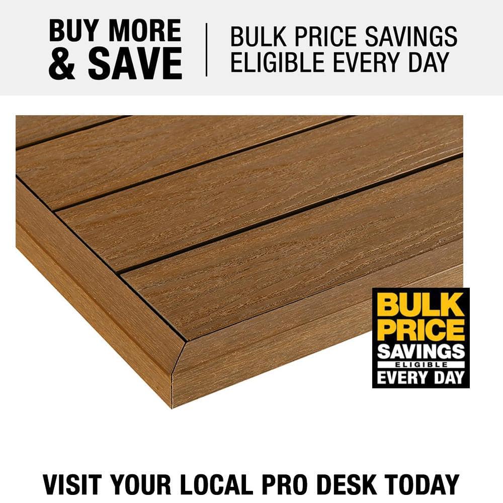 NewTechWood 1/12 ft. x 1 ft. Quick Deck Composite Deck Tile Outside Corner Trim in Peruvian Teak (2-Pieces/Box)