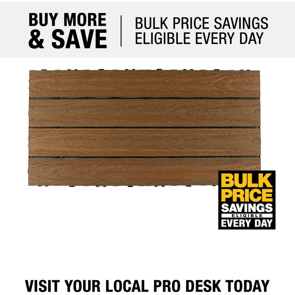 NewTechWood UltraShield Naturale 2 ft. x 1 ft. Quick Deck Outdoor Composite Deck Tile in Peruvian Teak (20 sq. ft. Per Box)