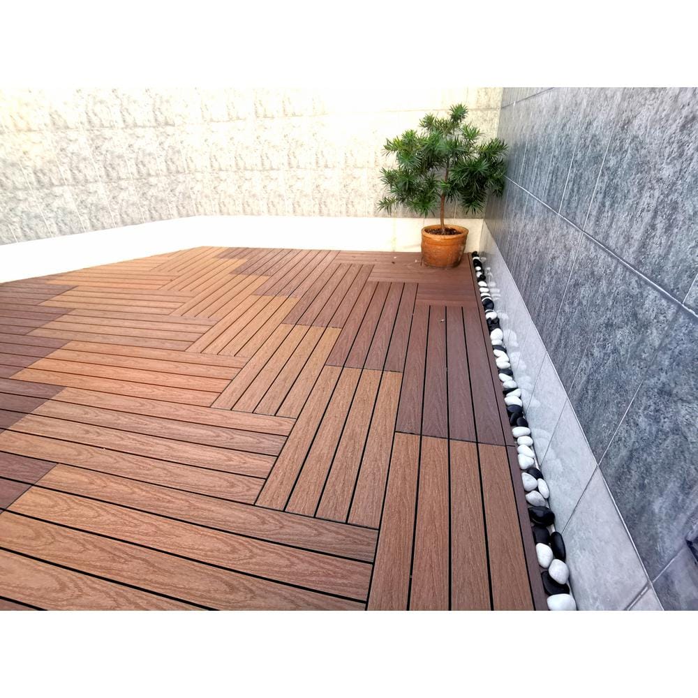 NewTechWood UltraShield Naturale 2 ft. x 1 ft. Quick Deck Outdoor Composite Deck Tile in Peruvian Teak (20 sq. ft. Per Box)