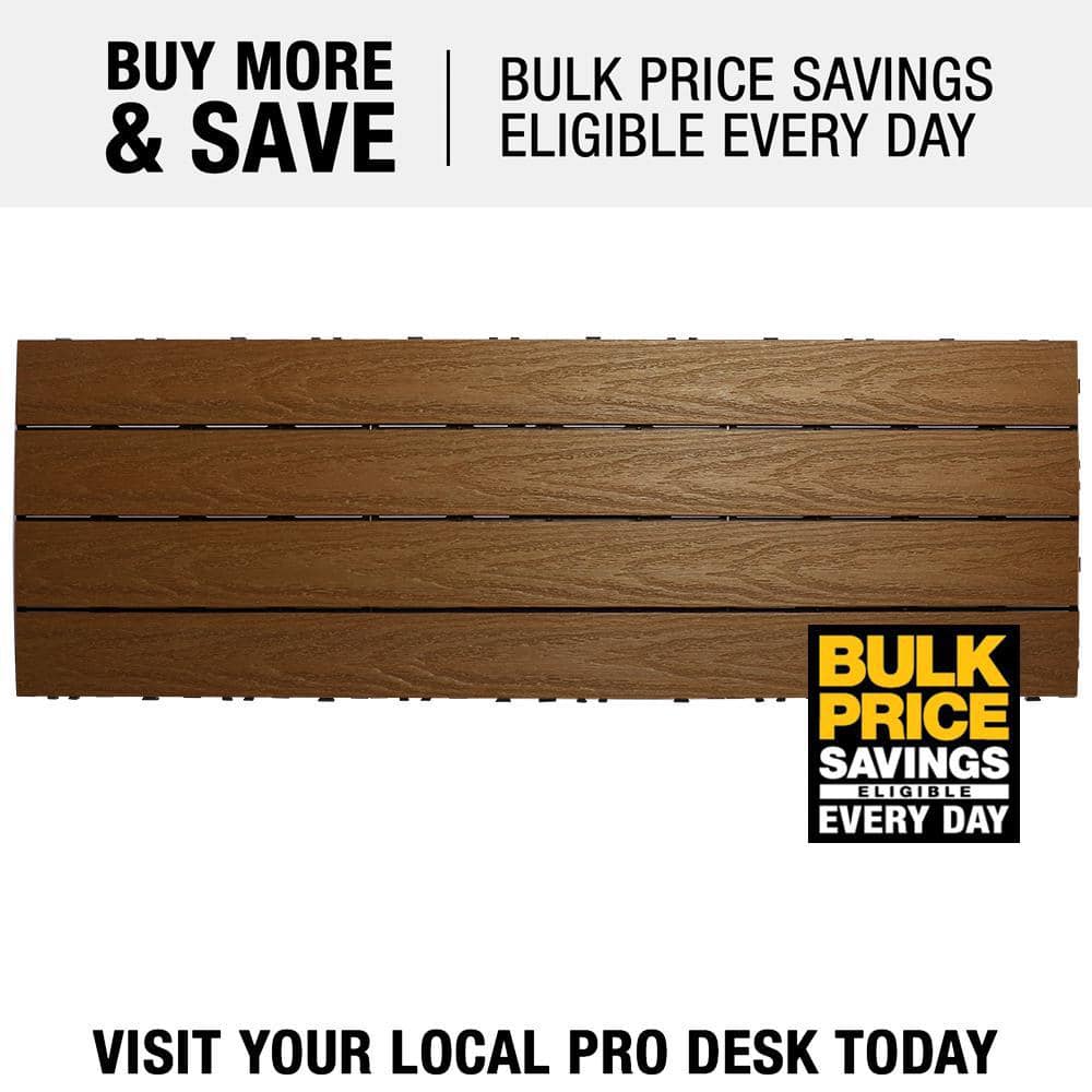 NewTechWood UltraShield Naturale 1 ft. x 3 ft. Quick Deck Outdoor Composite Deck Tile in Peruvian Teak (15 sq. ft. Per Box)