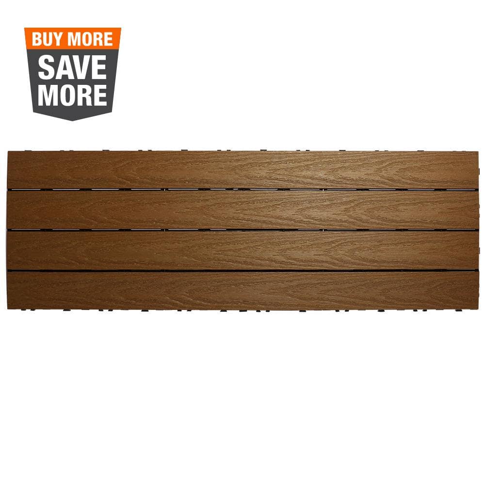 NewTechWood UltraShield Naturale 1 ft. x 3 ft. Quick Deck Outdoor Composite Deck Tile in Peruvian Teak (15 sq. ft. Per Box)
