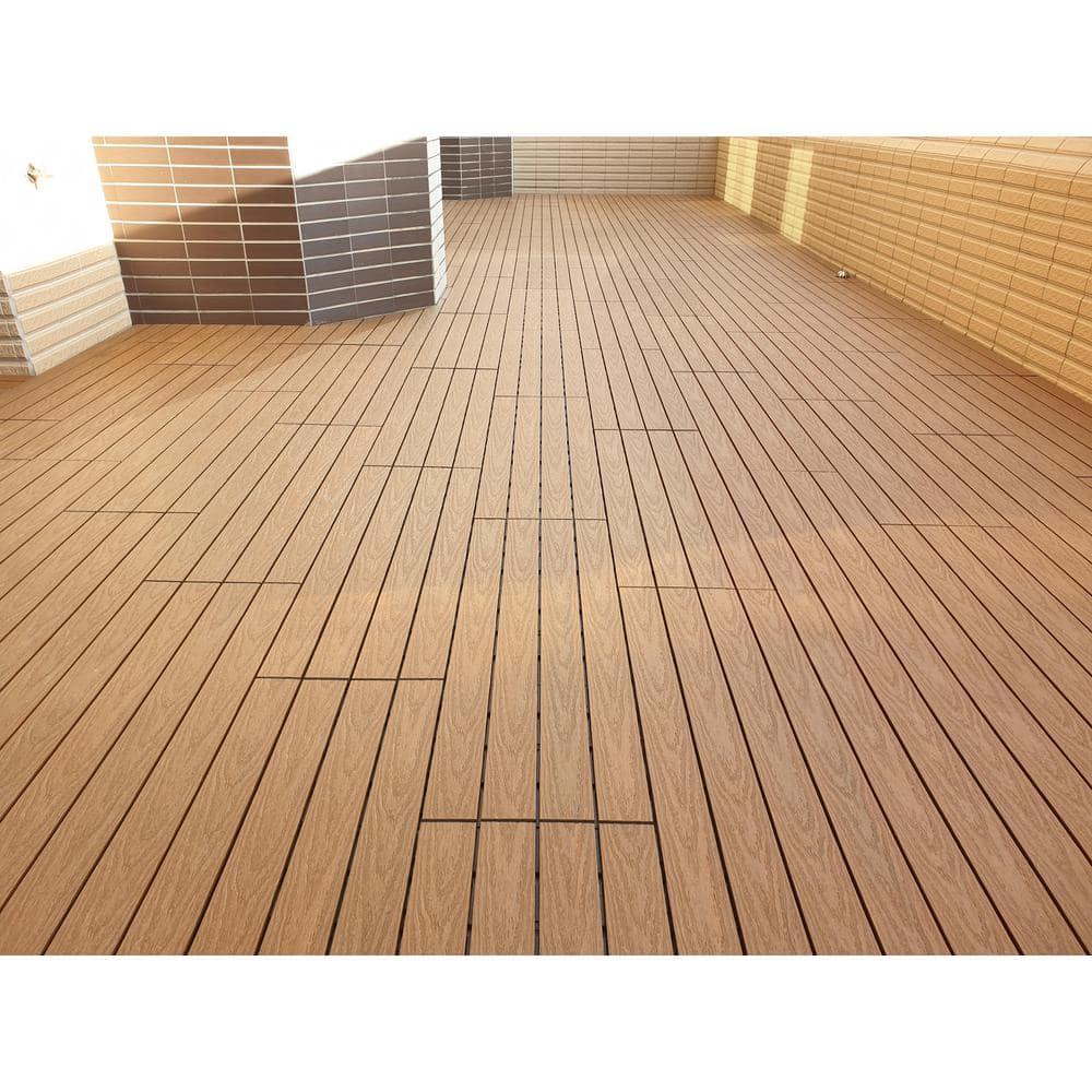 NewTechWood UltraShield Naturale 1 ft. x 3 ft. Quick Deck Outdoor Composite Deck Tile in Peruvian Teak (15 sq. ft. Per Box)