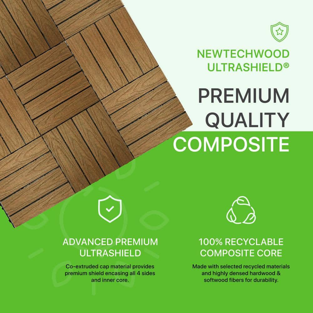 NewTechWood UltraShield Naturale 1 ft. x 1 ft. Quick Deck Outdoor Composite Deck Tile in Peruvian Teak (10 sq. ft. Per Box)