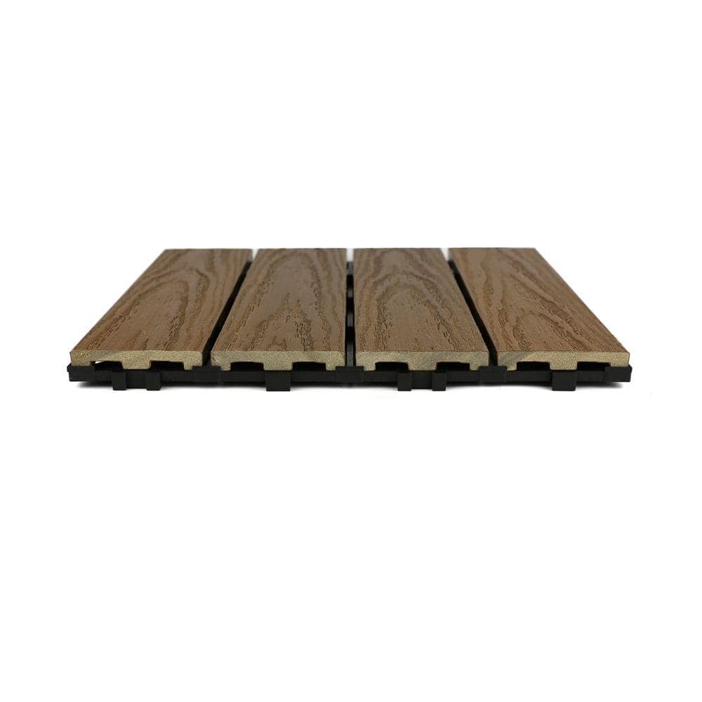 NewTechWood UltraShield Naturale 1 ft. x 1 ft. Quick Deck Outdoor Composite Deck Tile in Peruvian Teak (10 sq. ft. Per Box)