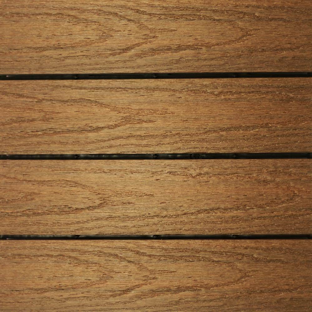 NewTechWood UltraShield Naturale 1 ft. x 1 ft. Quick Deck Outdoor Composite Deck Tile in Peruvian Teak (10 sq. ft. Per Box)