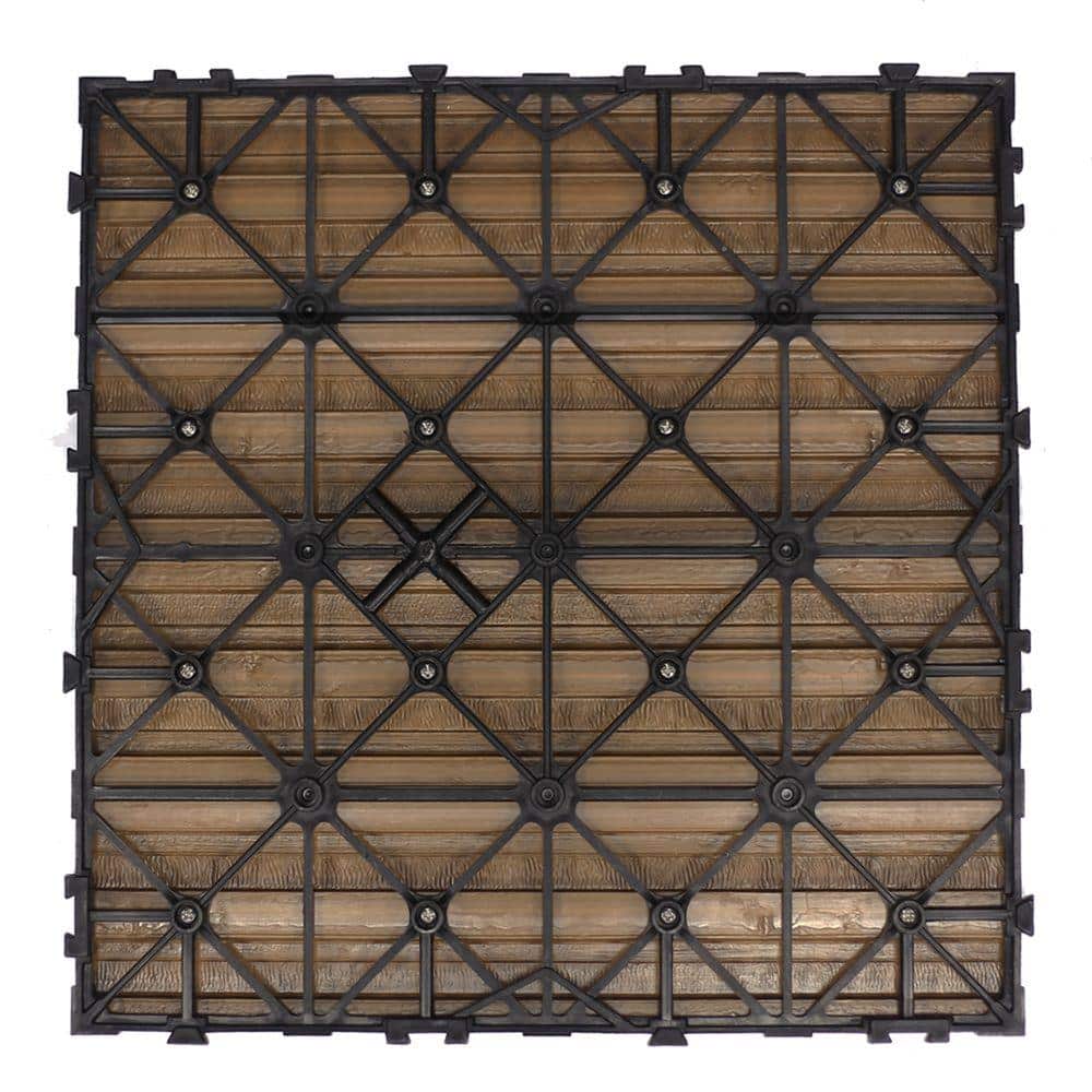 NewTechWood UltraShield Naturale 1 ft. x 1 ft. Quick Deck Outdoor Composite Deck Tile in Peruvian Teak (10 sq. ft. Per Box)