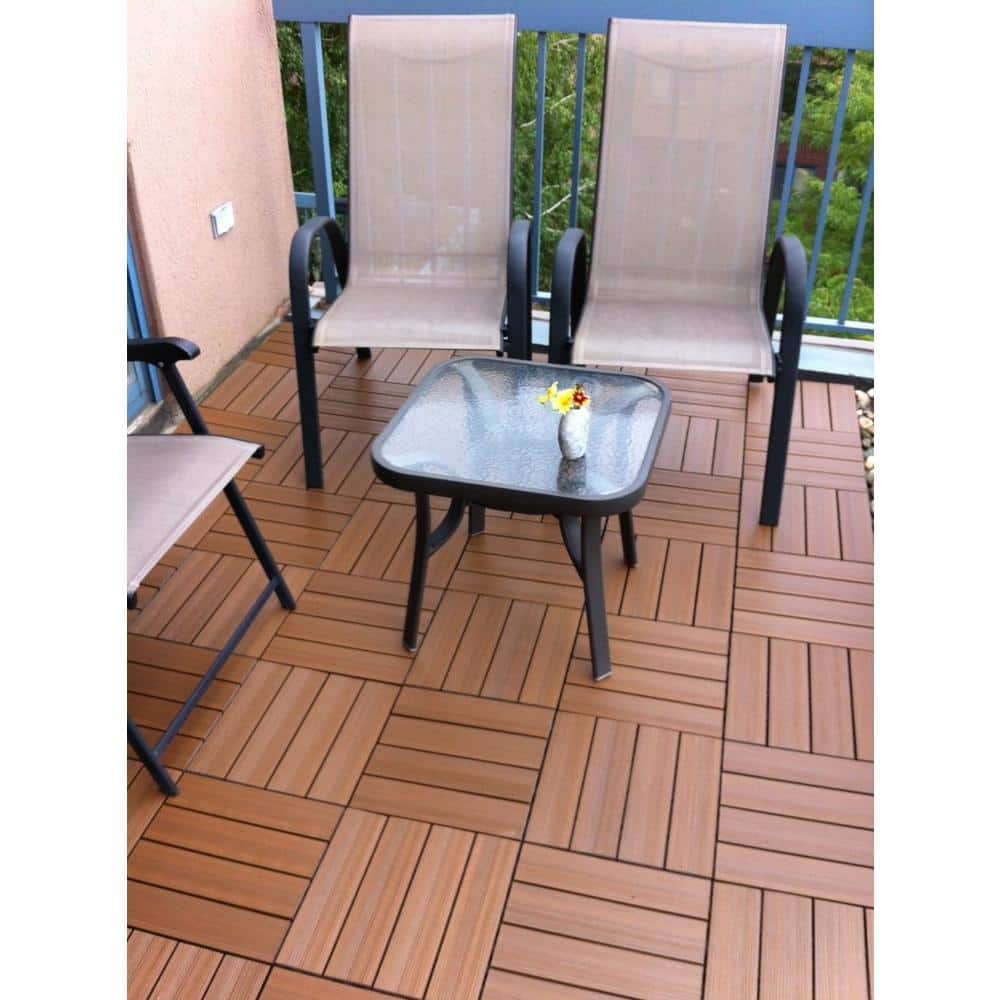 NewTechWood UltraShield Naturale 1 ft. x 1 ft. Quick Deck Outdoor Composite Deck Tile in Peruvian Teak (10 sq. ft. Per Box)