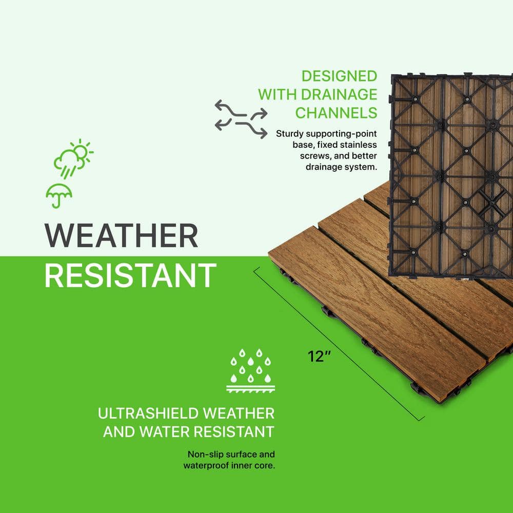 NewTechWood UltraShield Naturale 1 ft. x 1 ft. Quick Deck Outdoor Composite Deck Tile in Peruvian Teak (10 sq. ft. Per Box)