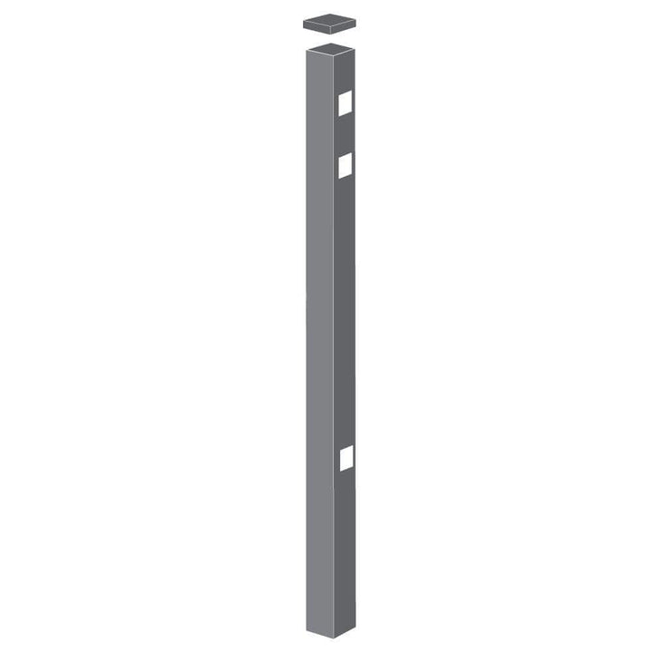 Barrette Outdoor Living Natural Reflections Standard-Duty 2 in. x 2 in. x 6-7/8 ft. Pewter Aluminum Fence End Post