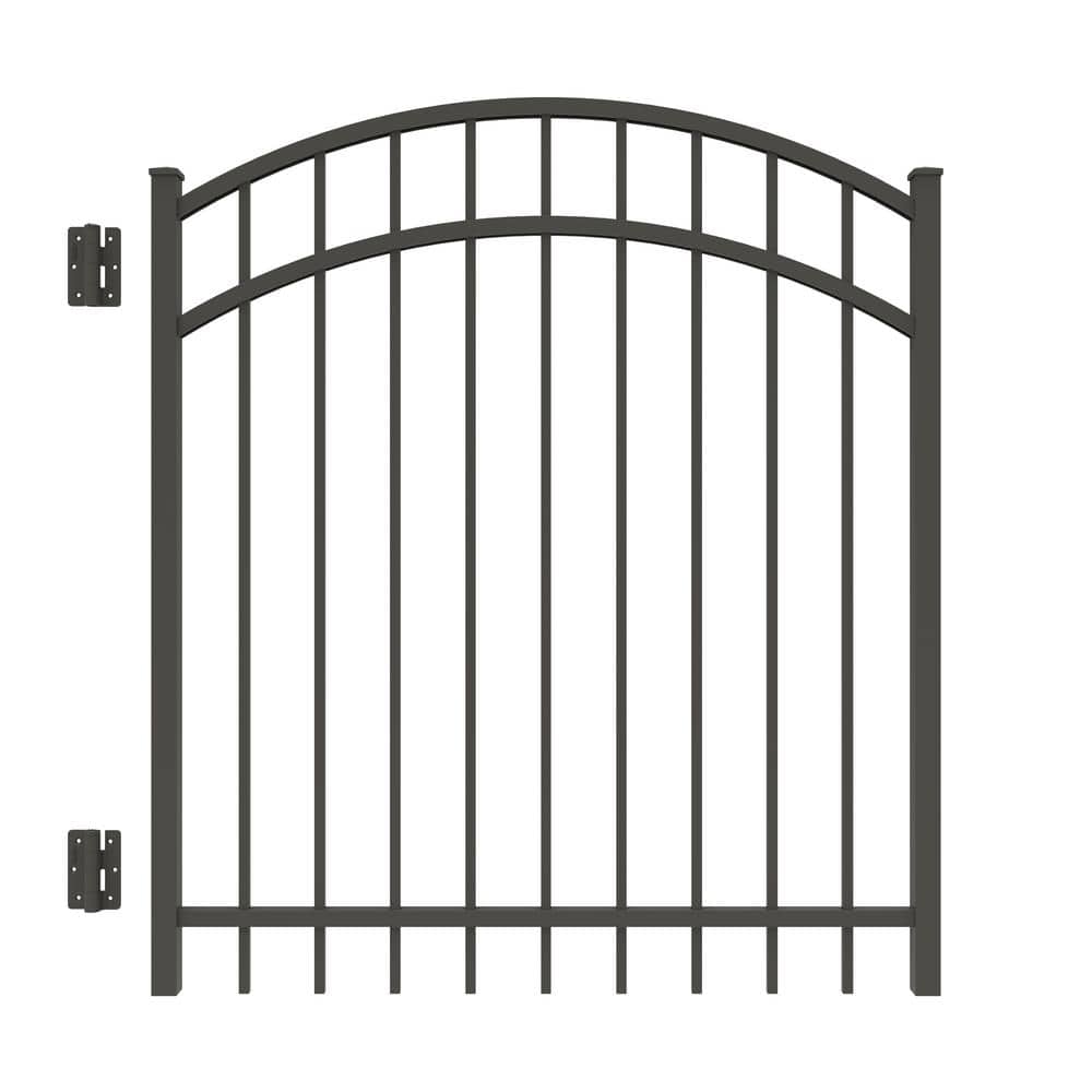 Natural Reflections 4 ft. x 4 ft. Pewter Aluminum Arched Fence Gate