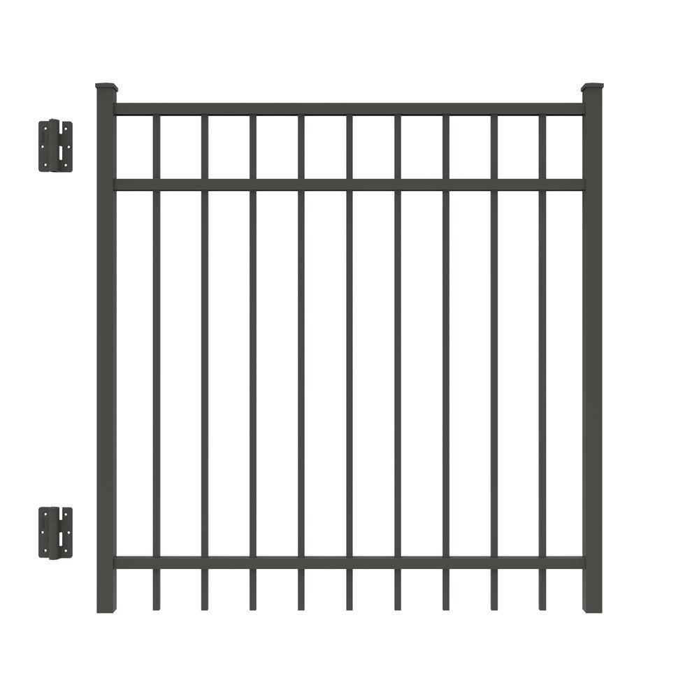 Natural Reflections 4 ft. x 4 ft. Pewter Aluminum Straight Fence Gate