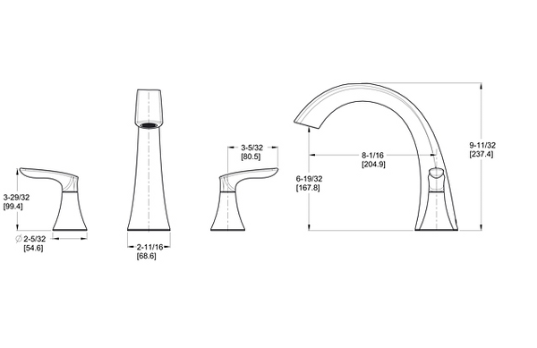 Pfister Weller 2‑Handle 3‑Hole Roman Tub Trim Kit, High-Arc Spout – Trim Only (Valve Sold Separately)