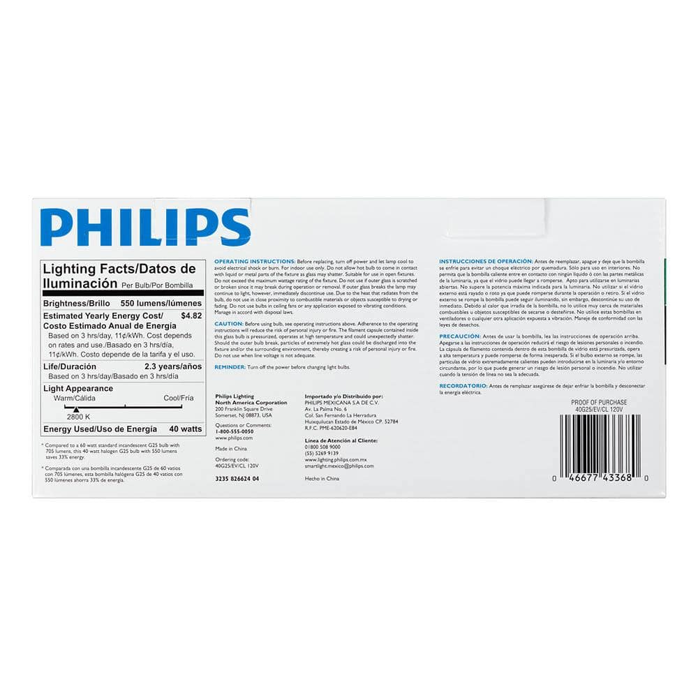Philips 60-Watt Equivalent G25 Halogen Clear Decorative Globe Light Bulb (3-Pack)