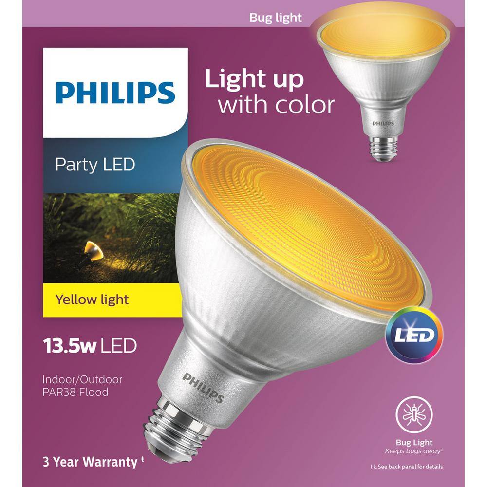 Philips 90-Watt Equivalent PAR38 LED Flood Yellow Bug Light