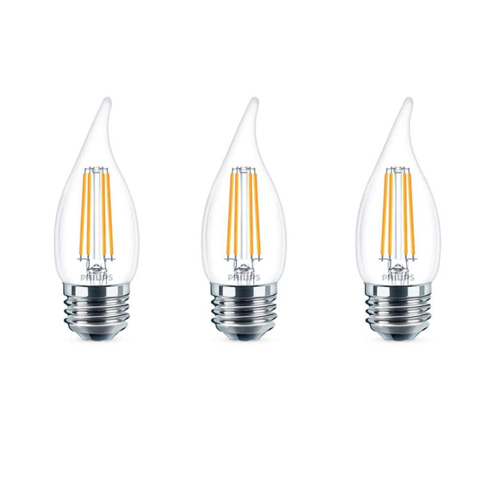 Philips 40-Watt Equivalent B11 Dimmable Edison LED Candle Light Bulb, Glass Bent Tip, Medium Base, Daylight (5000K), 6-Pack
