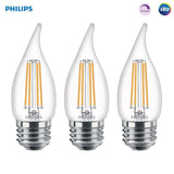 Philips 40-Watt Equivalent B11 Dimmable Edison LED Candle Light Bulb, Glass Bent Tip, Medium Base, Daylight (5000K), 6-Pack