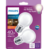 Philips 40-Watt Equivalent G16.5 Dimmable LED Light Bulb, Soft White Globe, 300 Lumens (2-Pack)